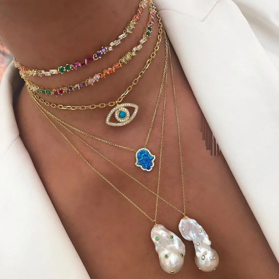 Rainbow multicolor choker necklace