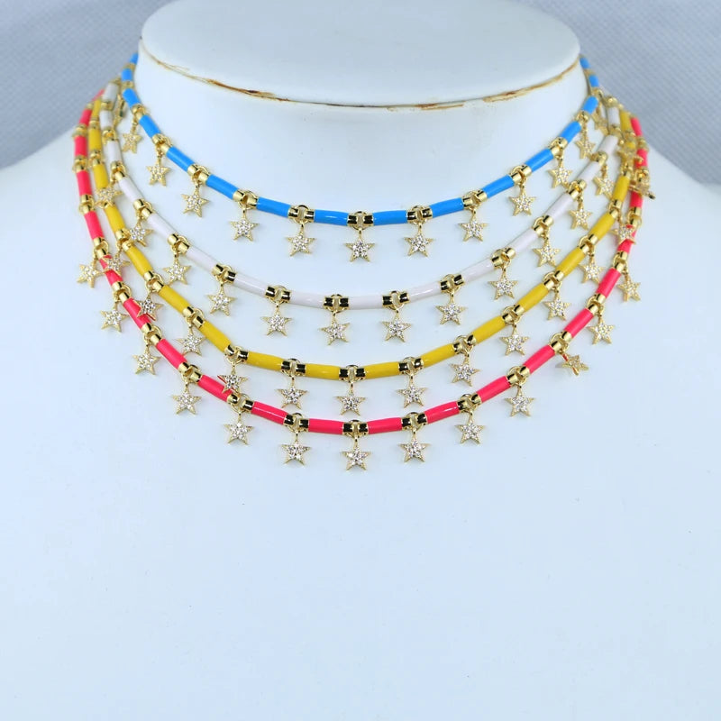 MiniLux star enamel necklace
