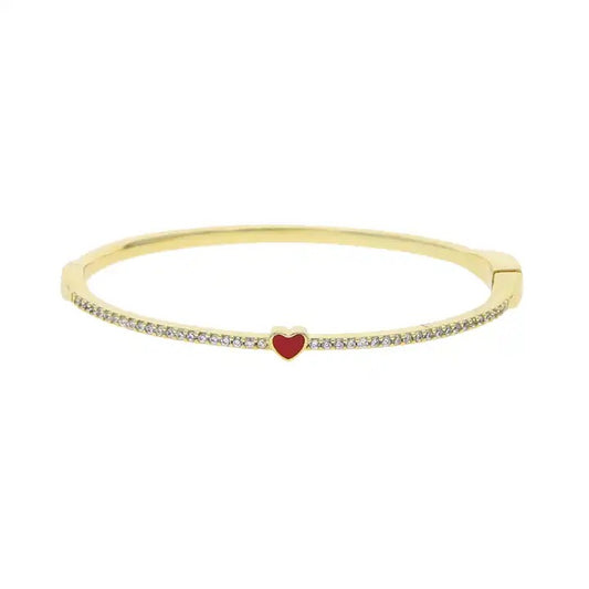 Cubic Zirconia Enamel Heart Bracelet