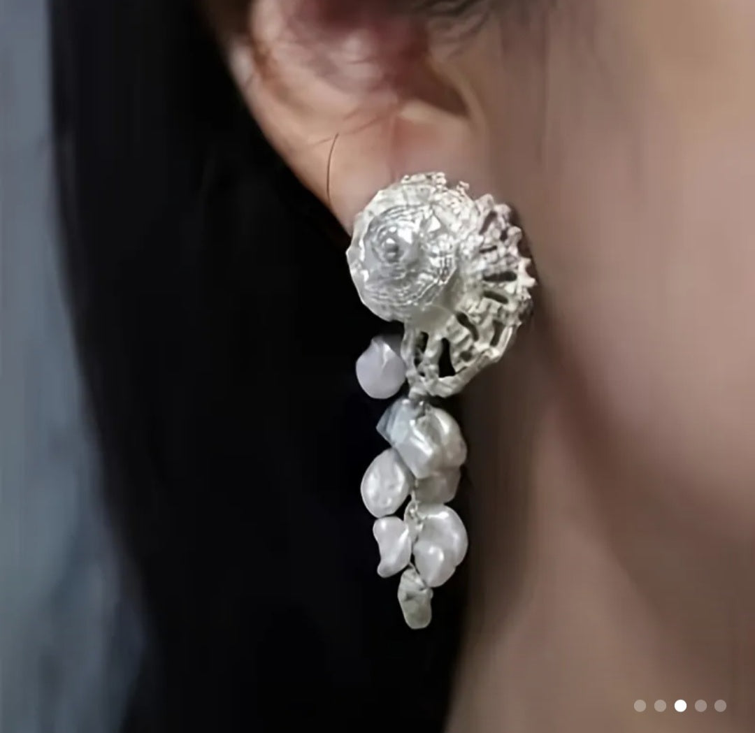 Silver Plated Seashell Trochus Earring
