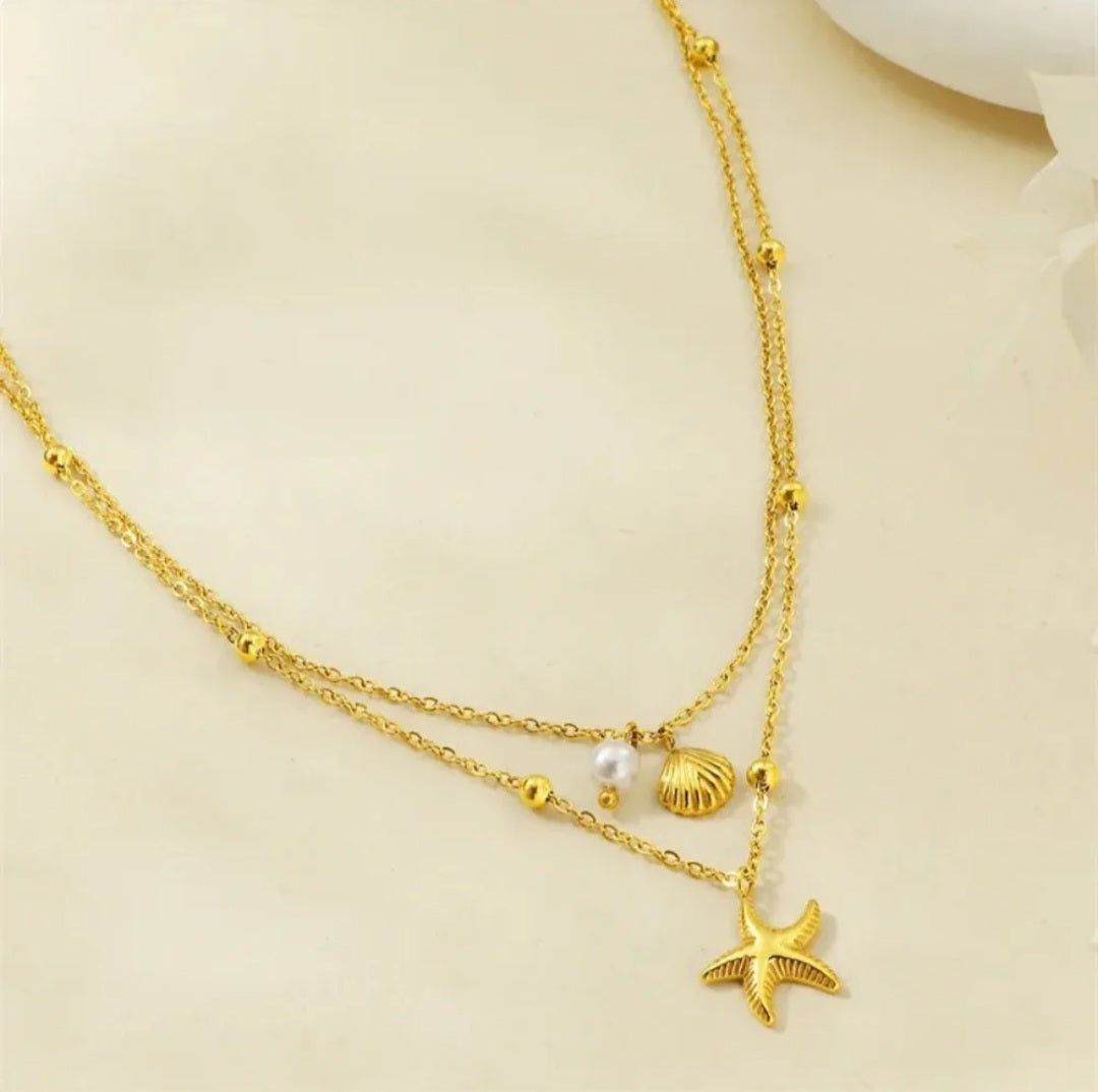 Pearl & Starfish Ocean Necklace