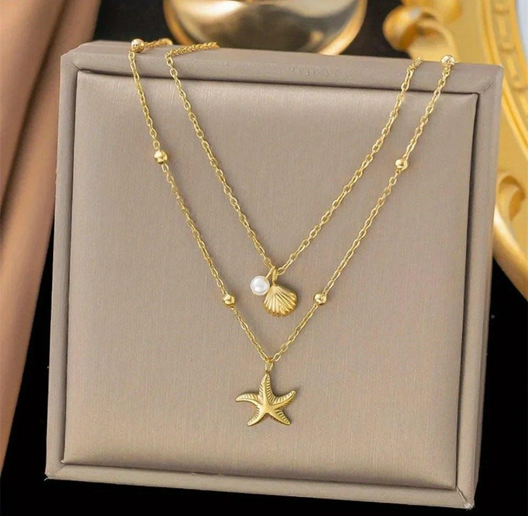 Pearl & Starfish Ocean Necklace