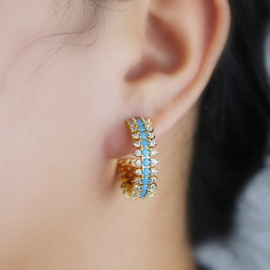 "Turquoise" hoops earrings