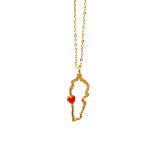 Lebanon Map Necklace with Heart