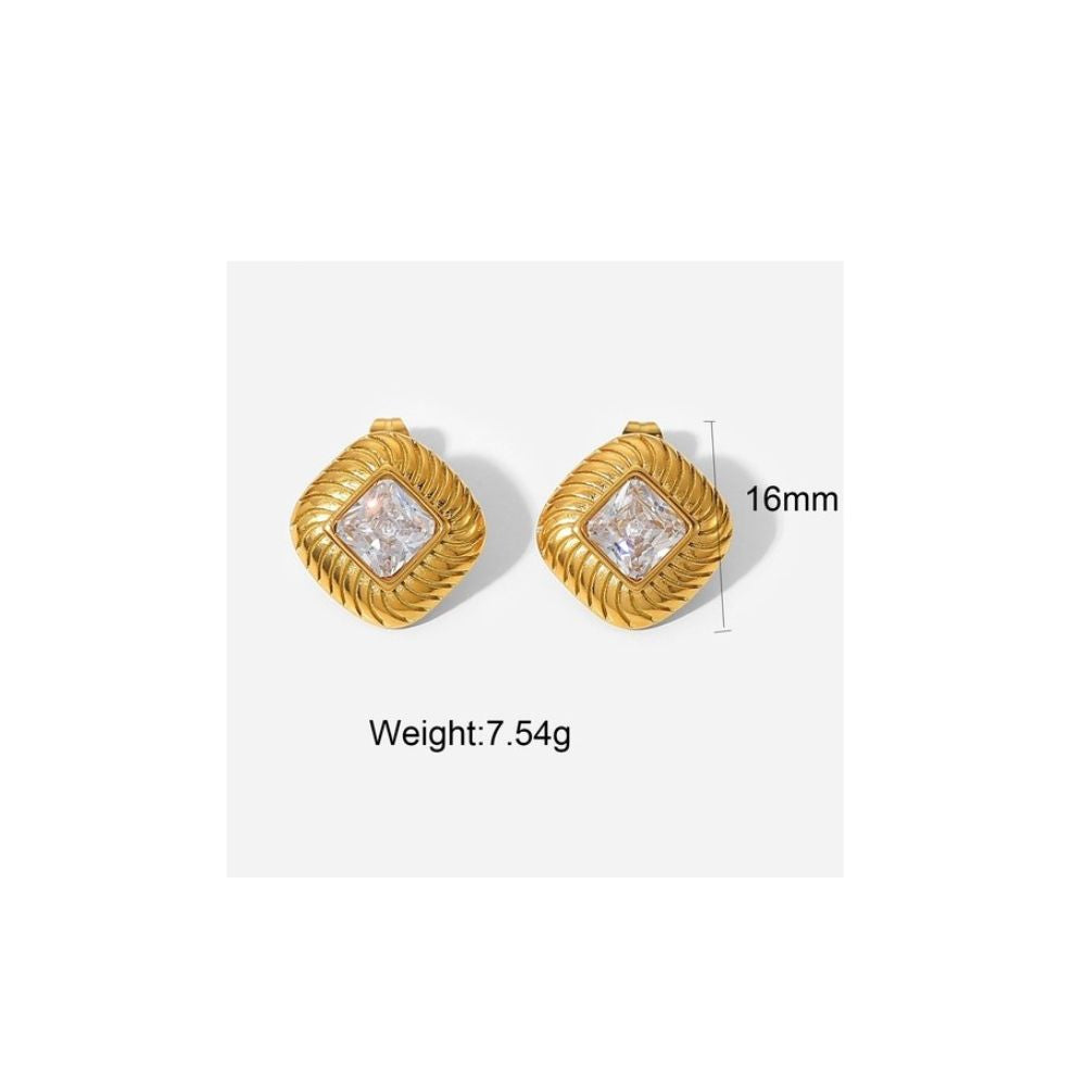 Vintage/retro zirconia earrings - white
