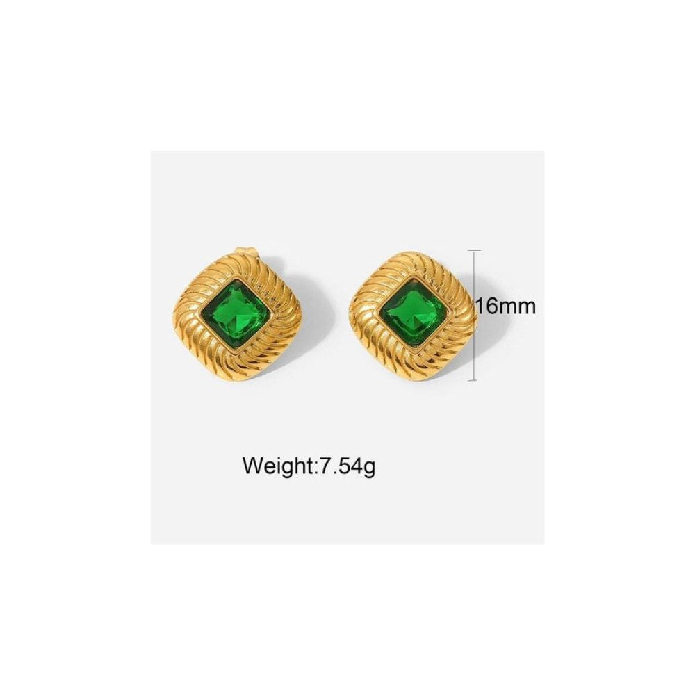 Vintage/retro zirconia earrings - green
