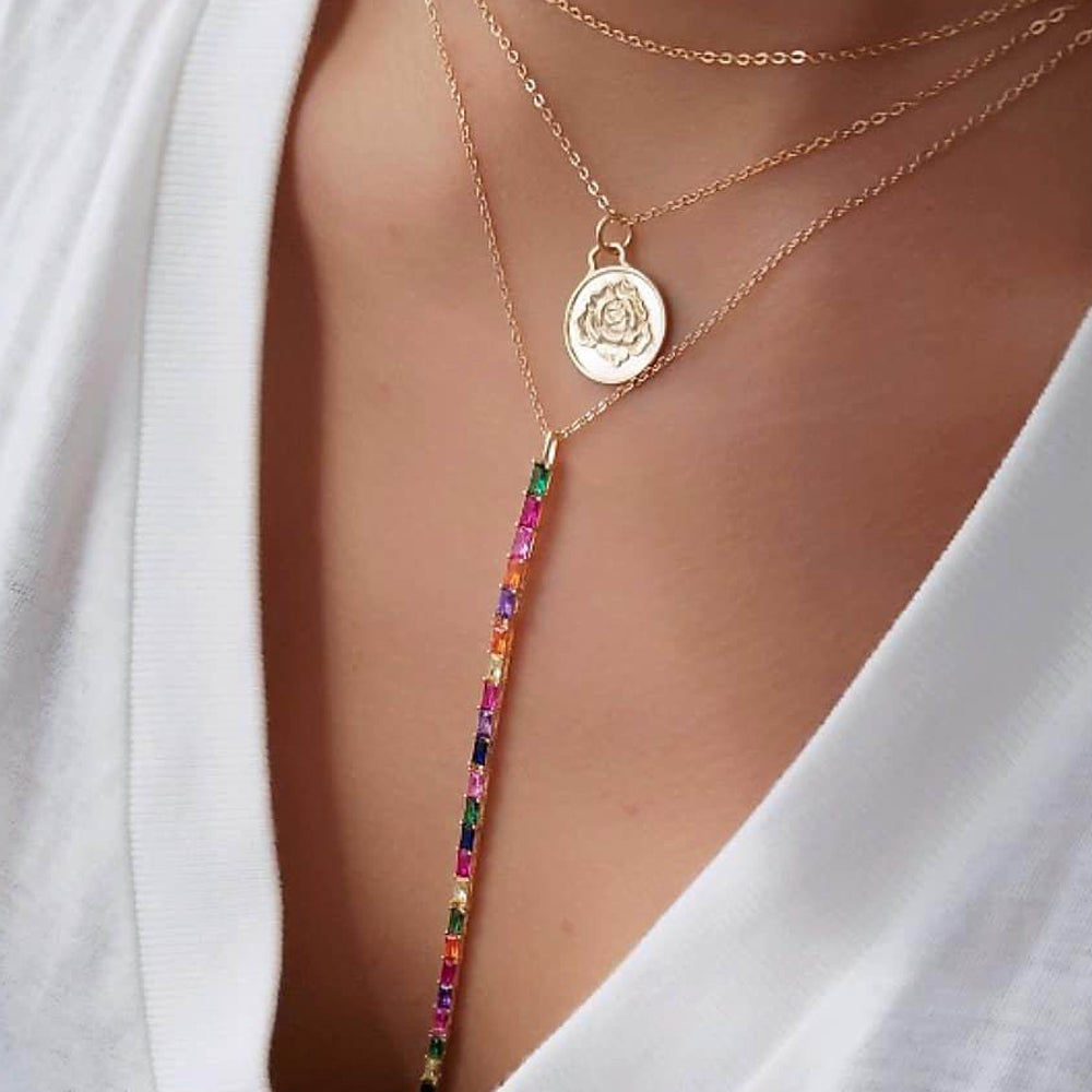 MiniLux rainbow Zirconia necklace