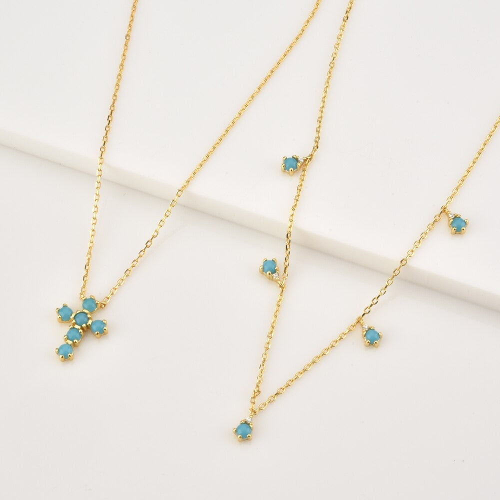 MiniLux Silver Drop turquoise Necklace