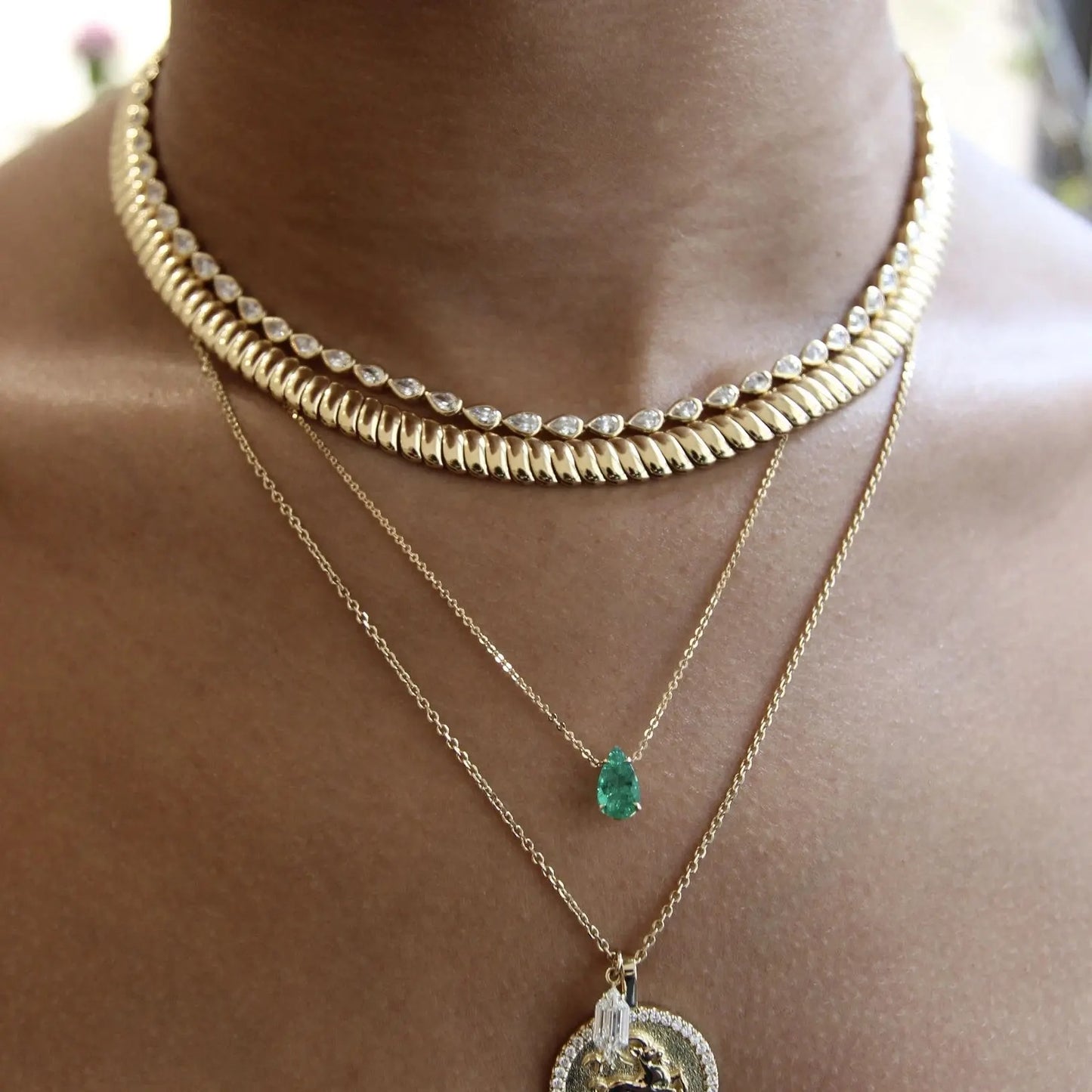 Snake chain herringbone necklace