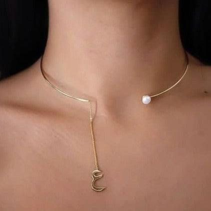 Arabic calligraphy Initial Letter Choker Necklace