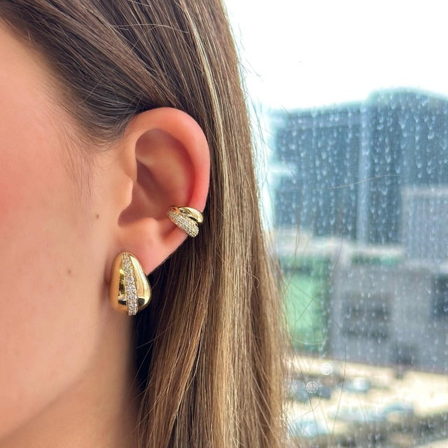 "B" Golden Zirconia earrings