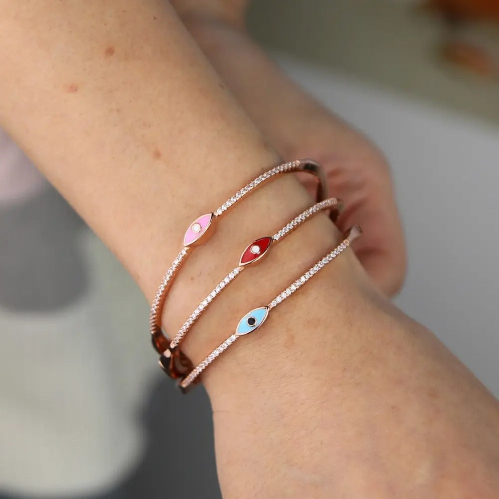 Small Evil eye enamel bracelet