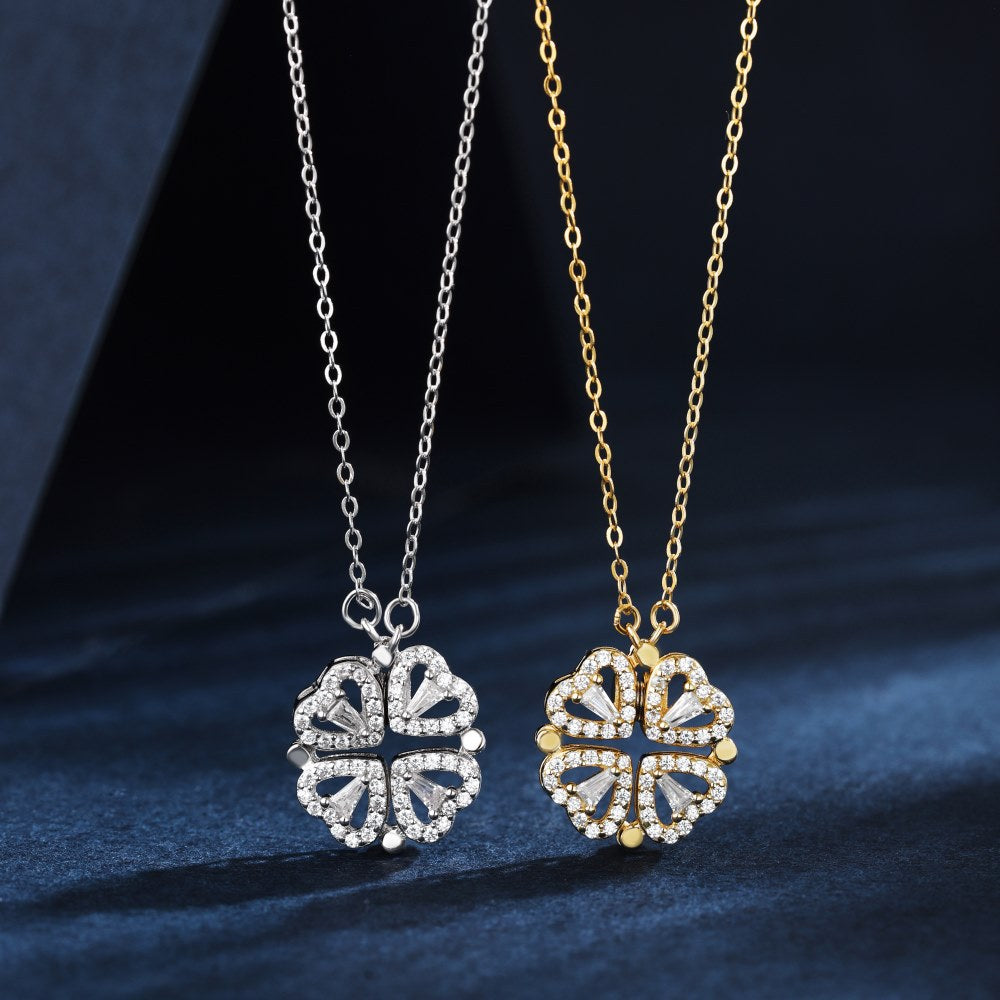 Real Silver flower leaf necklace