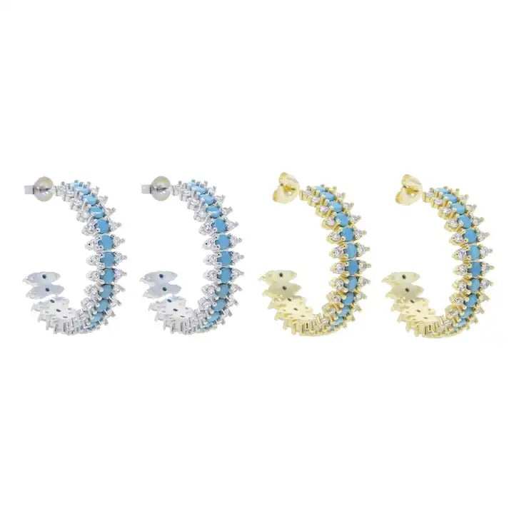 Boucles d'oreilles créoles "Turquoise"