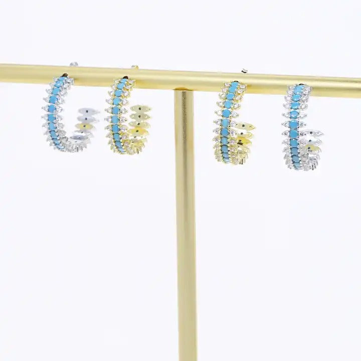 Boucles d'oreilles créoles "Turquoise"