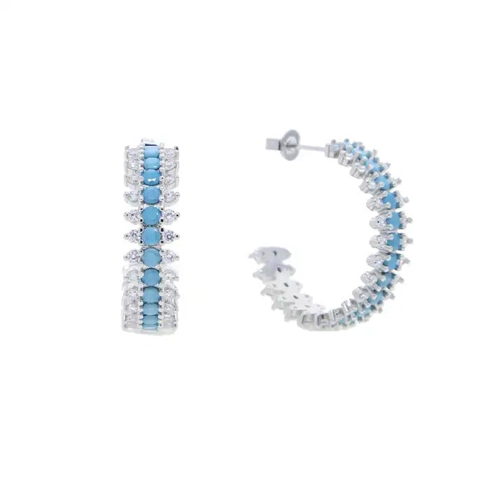 Boucles d'oreilles créoles "Turquoise"