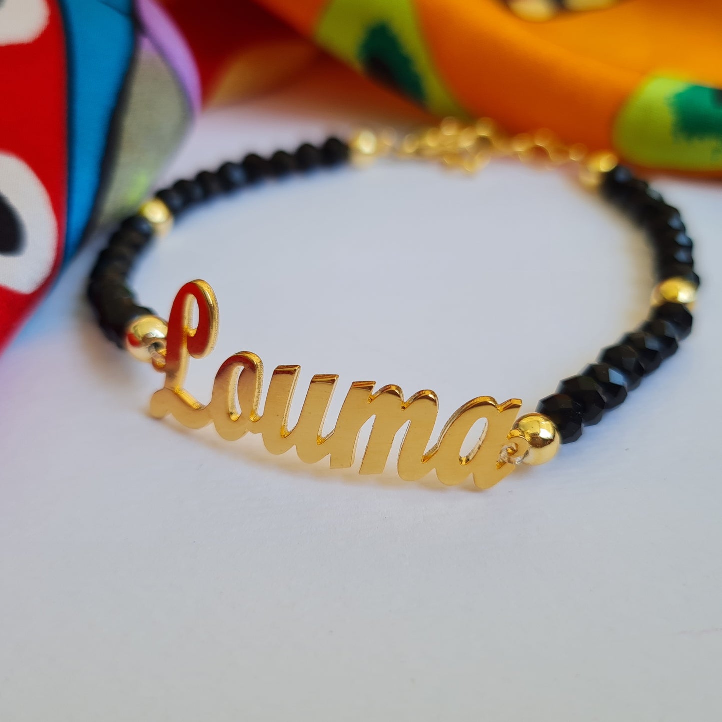 Customizable "Name, drawing" crystal beads bracelet