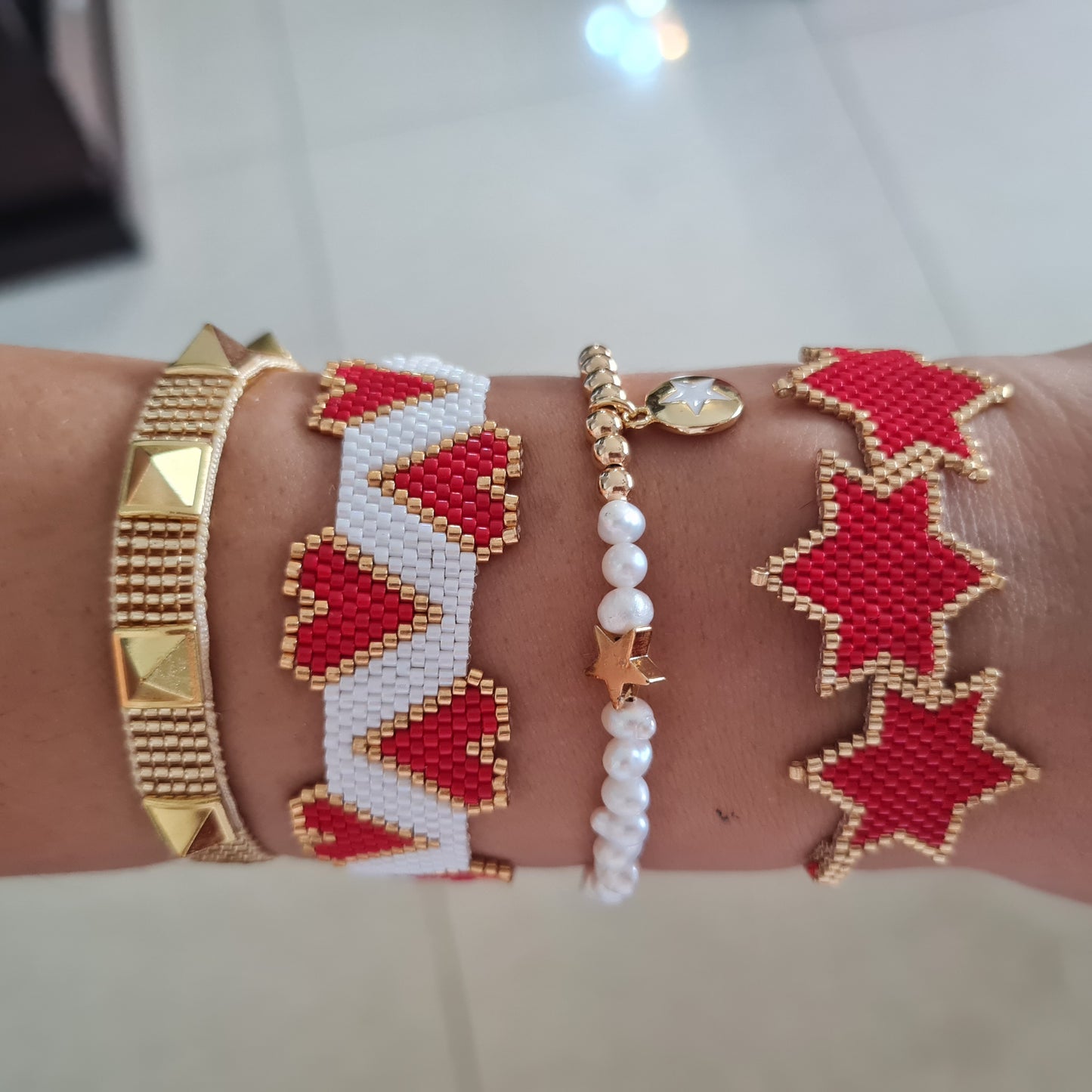 Miyuki beads bracelet " Reddish love"