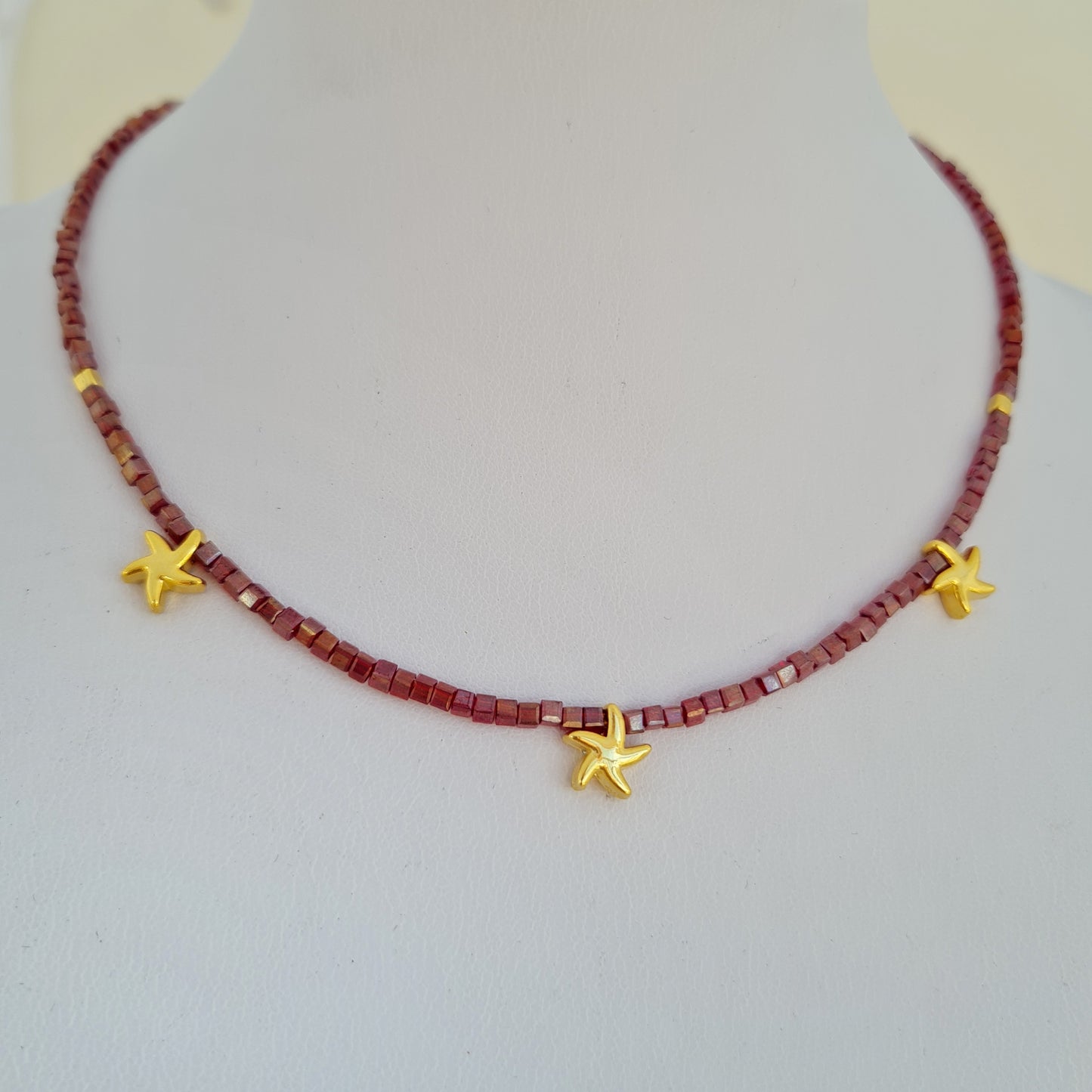 Dark Red stars Choker Necklace