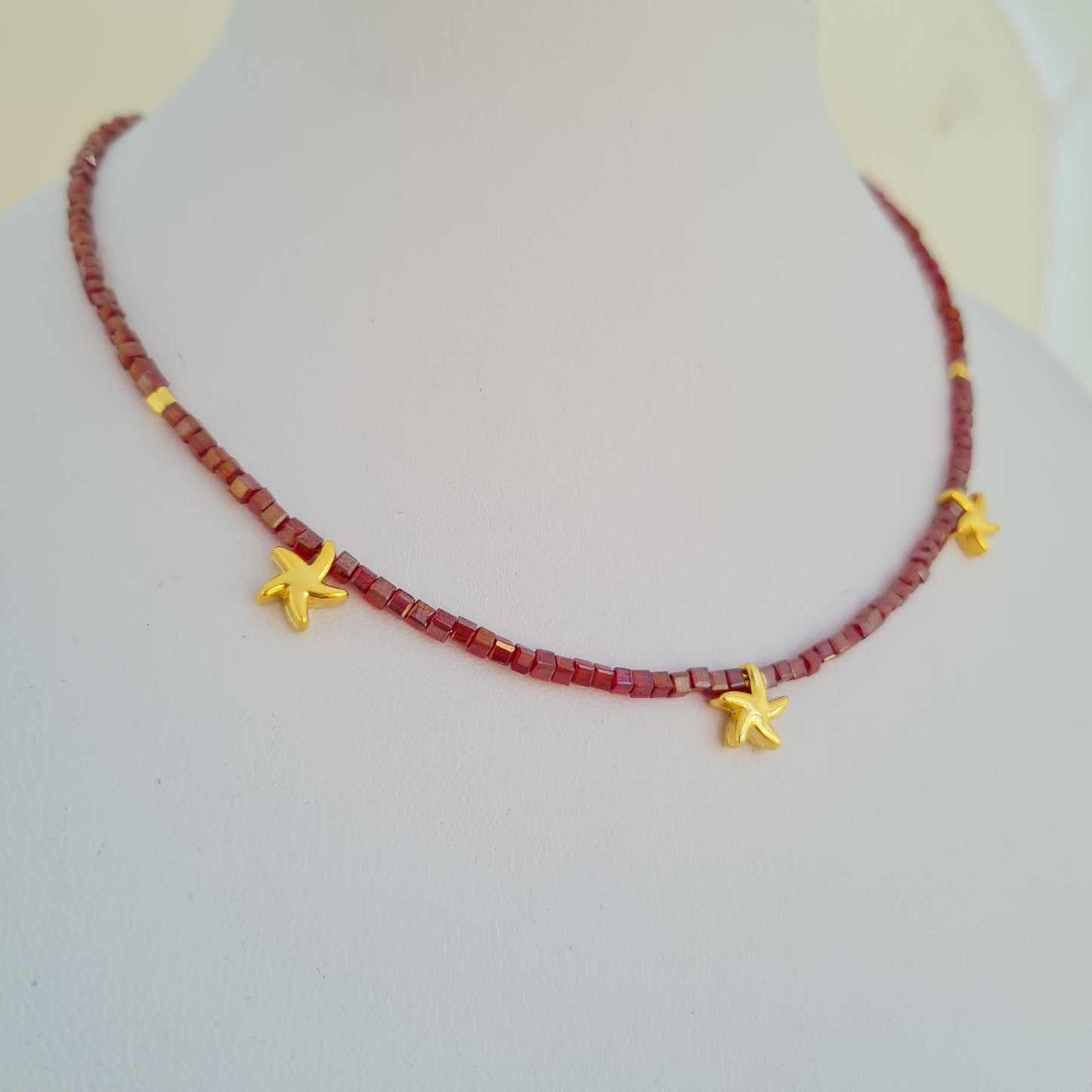 Dark Red stars Choker Necklace