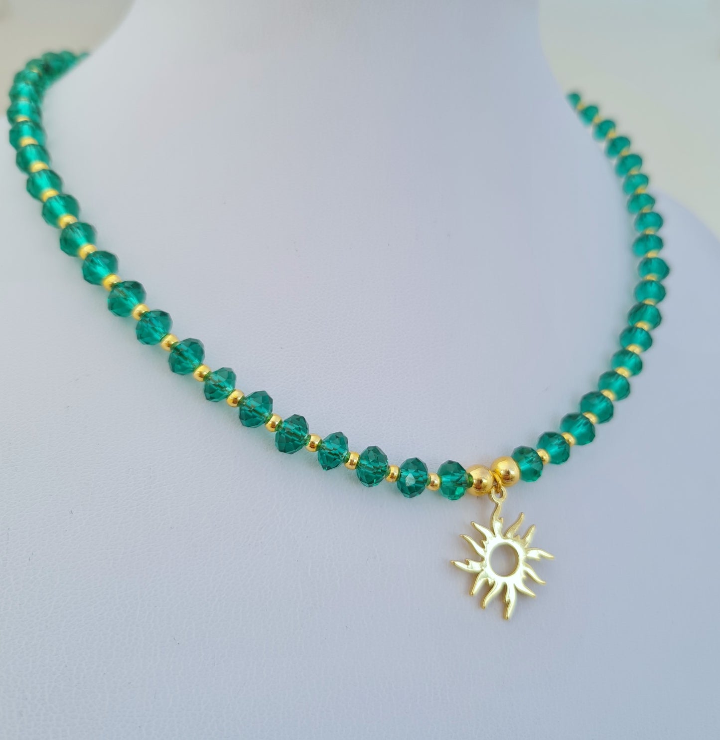 Green sun necklace