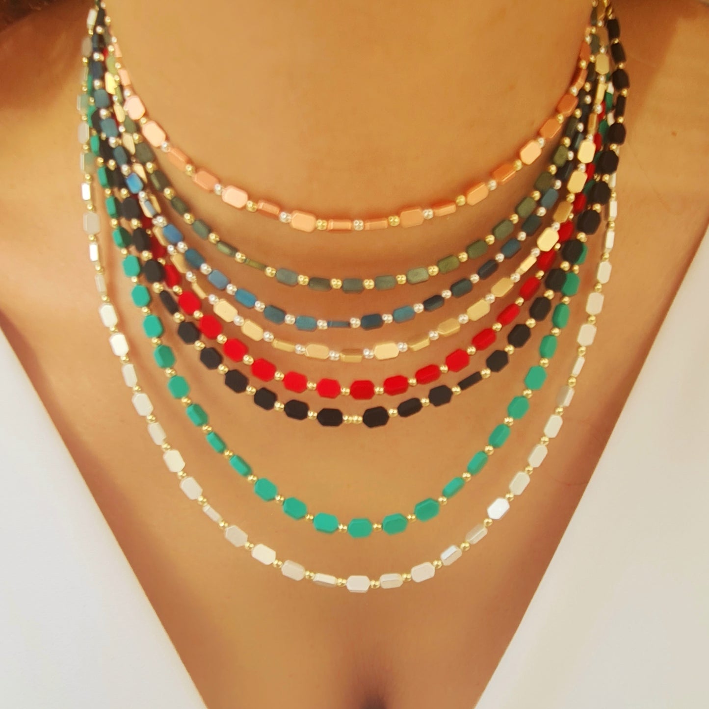 Hematite hexagon necklace