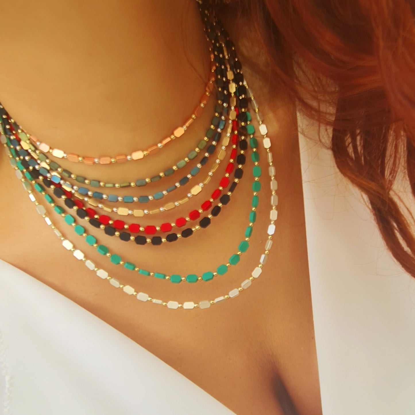 Hematite hexagon necklace