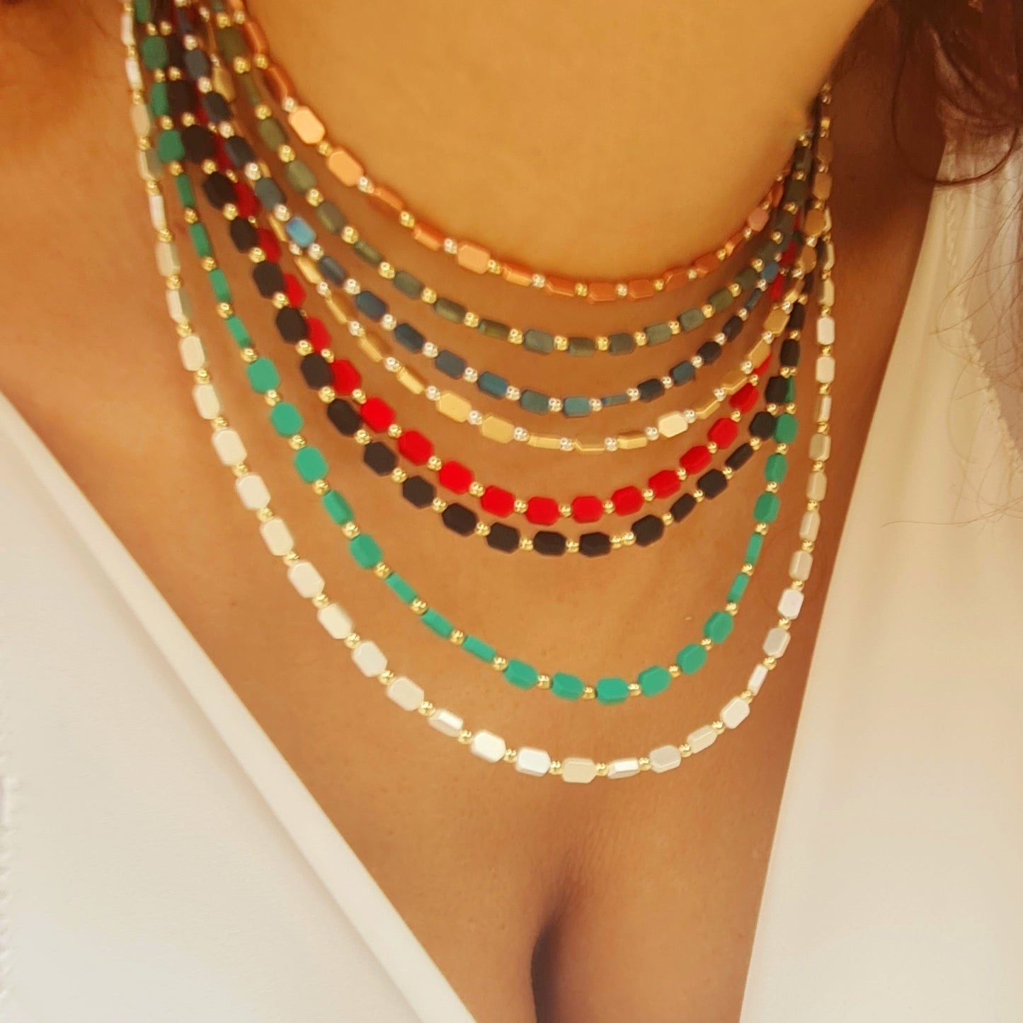 Hematite hexagon necklace