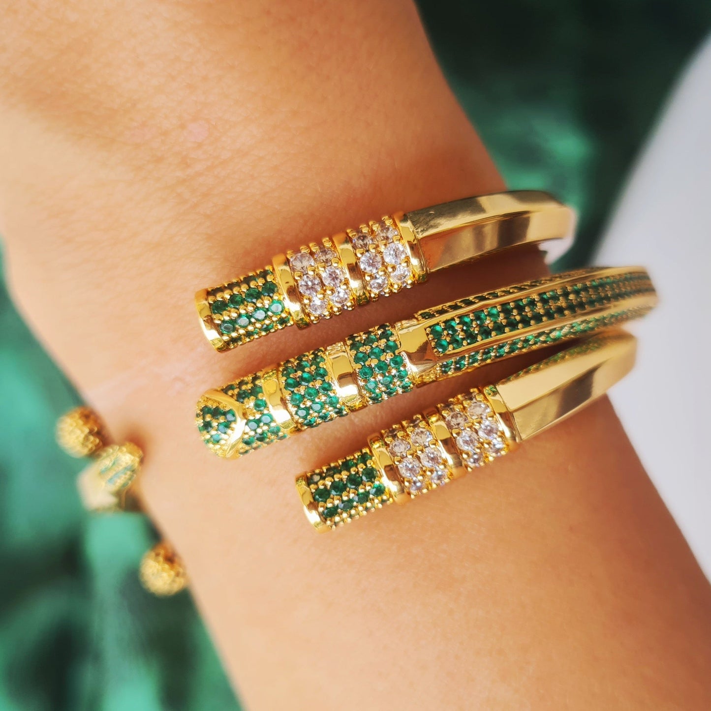 Bracelet manchette crayon vert