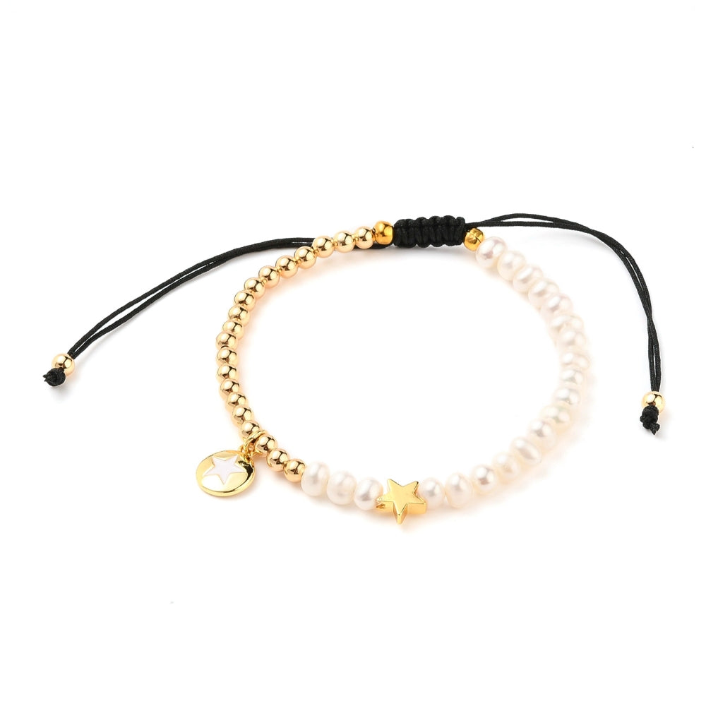 Real pearl and star bracelet