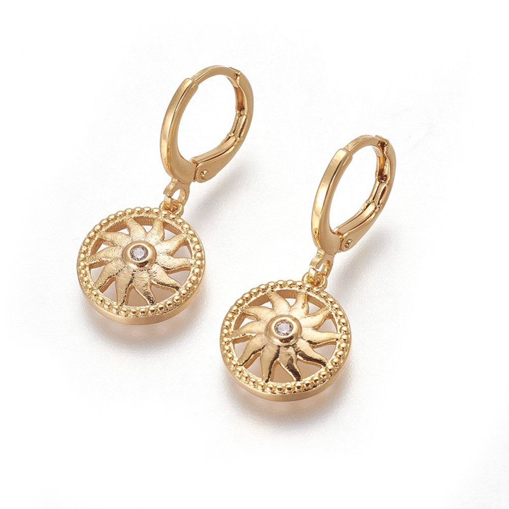Sun Dangle Hoop Earrings