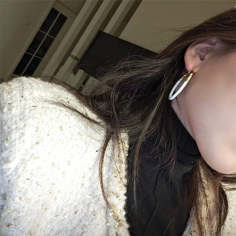 Minilux White Enamel Hoops earrings