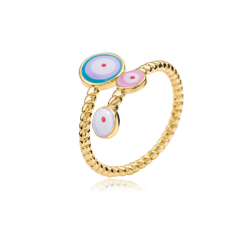 Enamel evil eye ring
