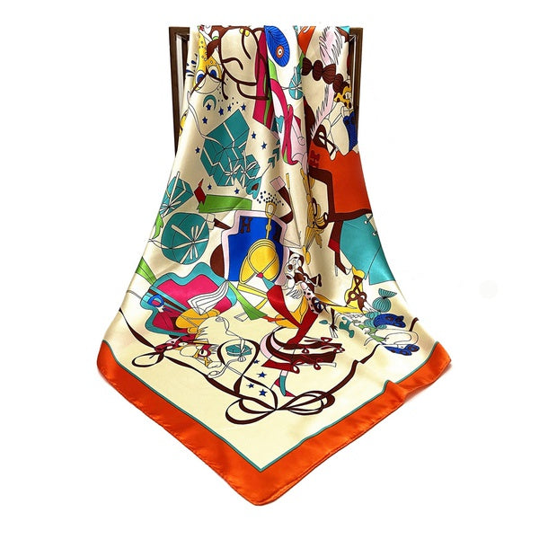 Bag Lady "H: Silk Large Square Scarf - saphire
