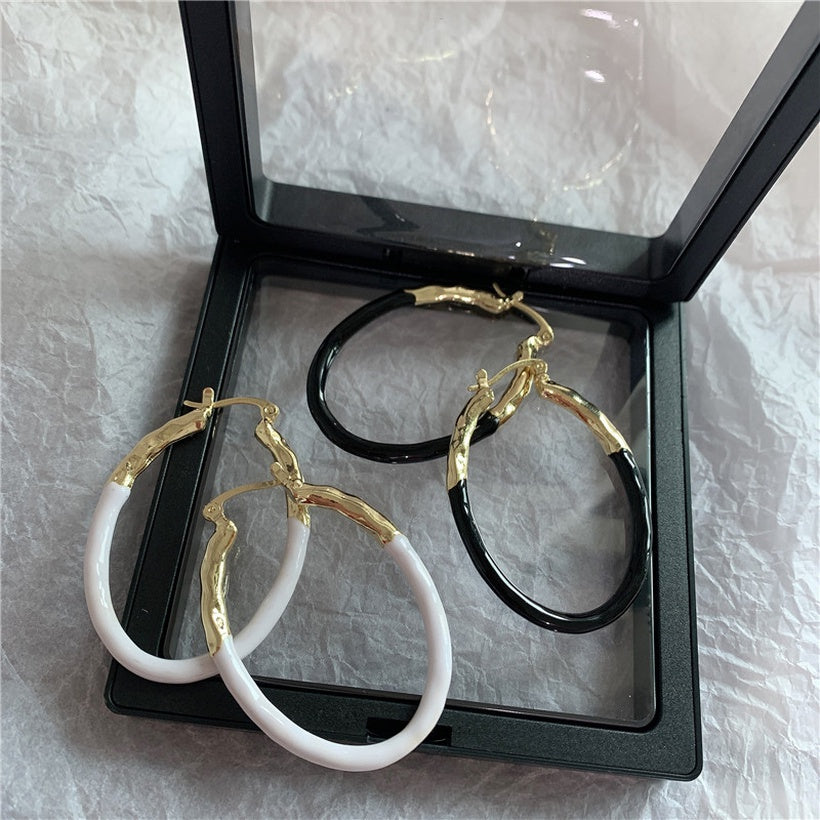 Minilux White Enamel Hoops earrings