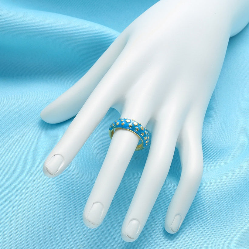 Enamel cosmic stars ring