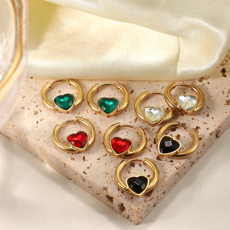 Heart-Shaped Zirconia earrings - black