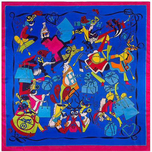 Bag Lady "H: Silk Large Square Scarf - saphire