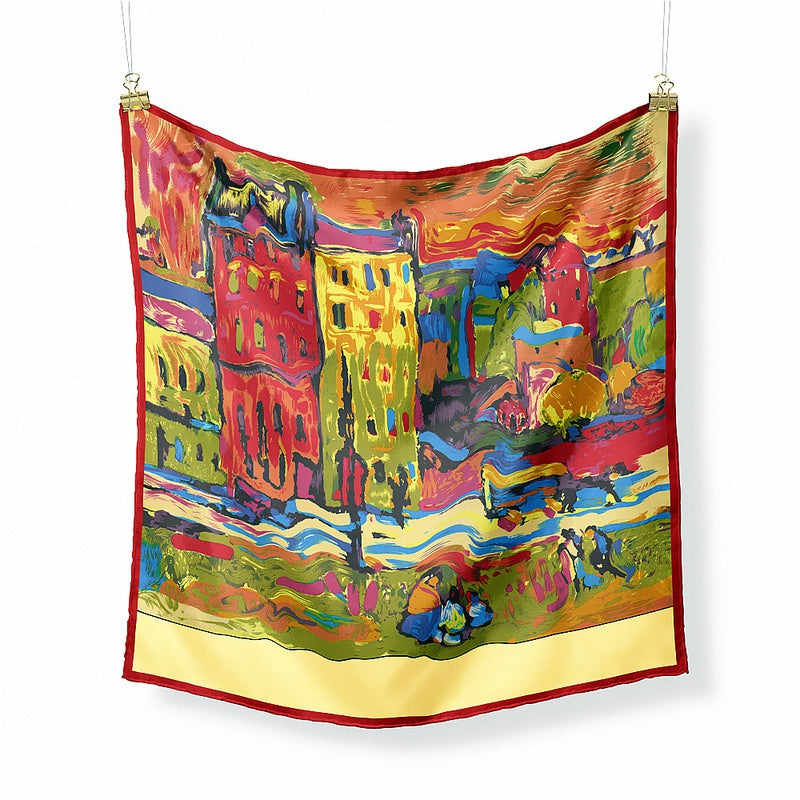 Van Gogh : Red House Ladies Twill Small Square Scarf