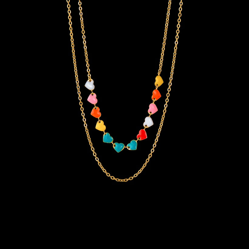 Enamel heart necklace