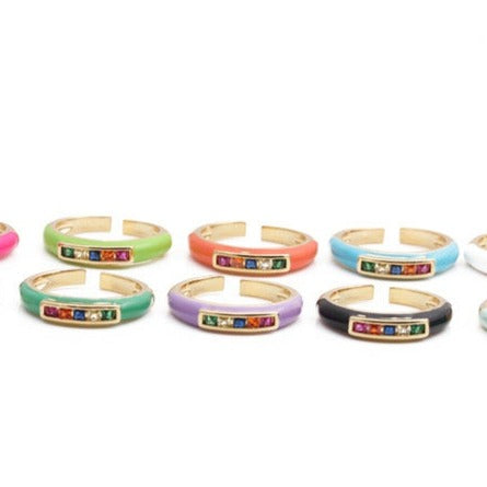 Enamel Candy Crystal Ring