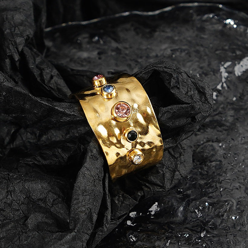 Zirconia boho multicolour ring
