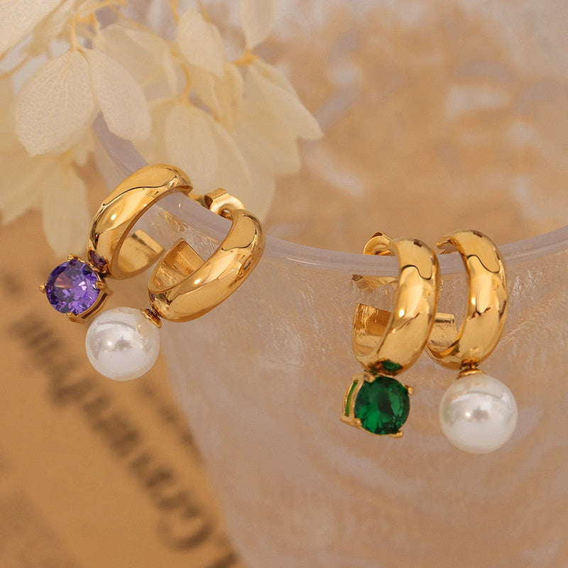 MiniLux Zirconia Geometric Titanium Earrings