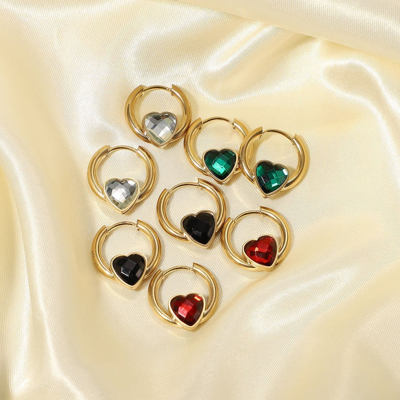 Heart-Shaped Zirconia earrings - black