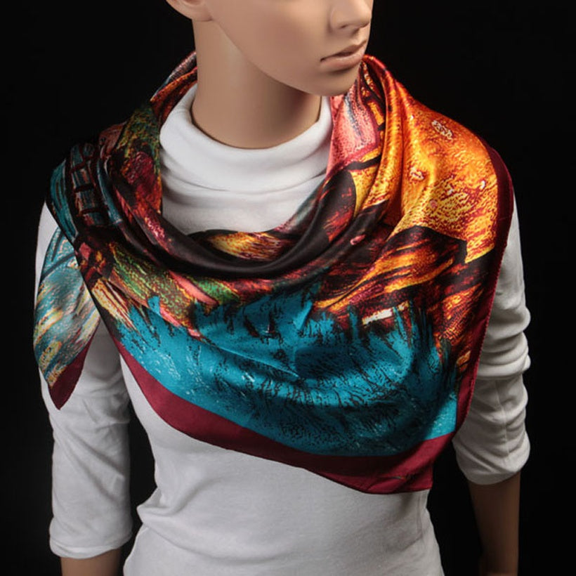 Van Goh : Cafe terrace at night Square Scarf red
