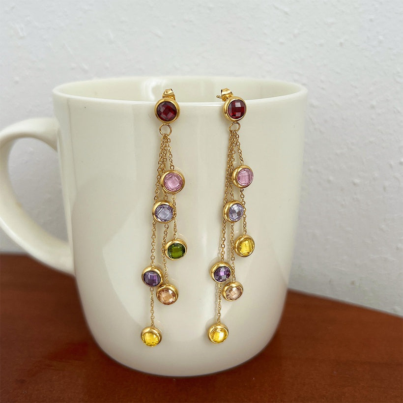 18k Gold plated Zirconia colorful earrings