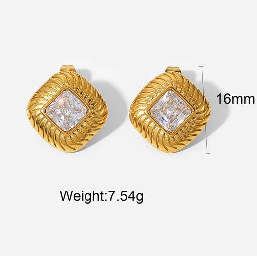 Vintage/retro zirconia earrings - white
