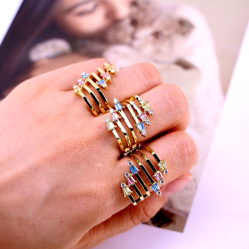 Geometric multicolour Zirconia ring
