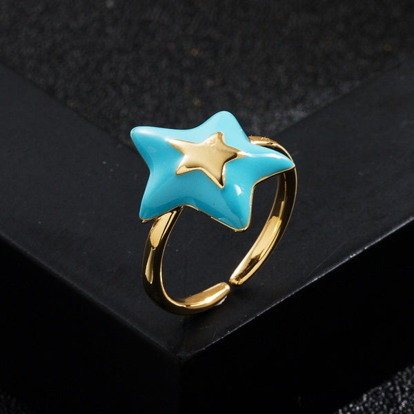 Enamel big star ring