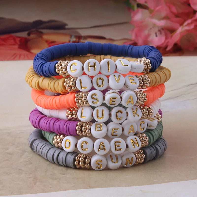 Customizable surfer beads bracelet "Hello"